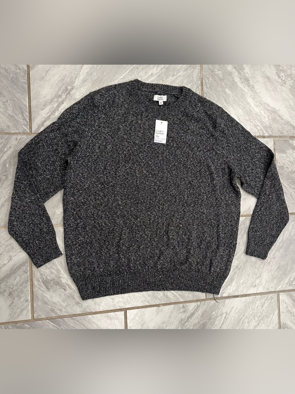 NWT Croft & Barrow Mens Extra-Soft Gray Knit Crewneck Pullover Sweater Size 2XL